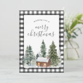 Rustige Black White Buffalo met kerstmis geplakt Feestdagenkaart (Staand voorkant)