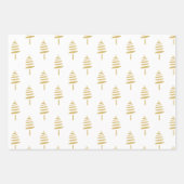 Rustige Black White & Gold Evergreen-kerstboom Inpakpapier Vel (Voorkant 3)