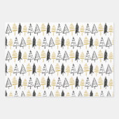 Rustige Black White & Gold Evergreen-kerstboom Inpakpapier Vel (Voorkant)