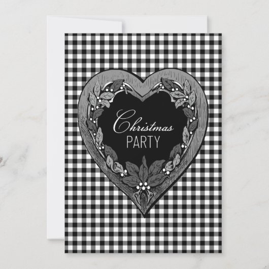 Rustige Black White Heart-kerstfeest Kaart (Voorkant)