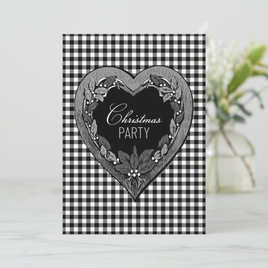 Rustige Black White Heart-kerstfeest Kaart (Staand voorkant)