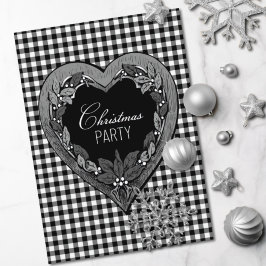 Rustige Black White Heart-kerstfeest Kaart