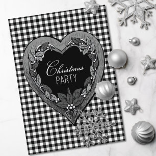 Rustige Black White Heart-kerstfeest Kaart