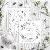 Rustige Black Winter Botanische Wreath Holiday Par Kaart