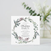 Rustige Black Winter Botanische Wreath Holiday Par Kaart (Staand voorkant)