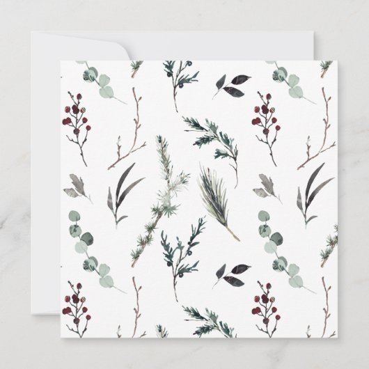 Rustige Black Winter Botanische Wreath Holiday Par Kaart (Achterkant)