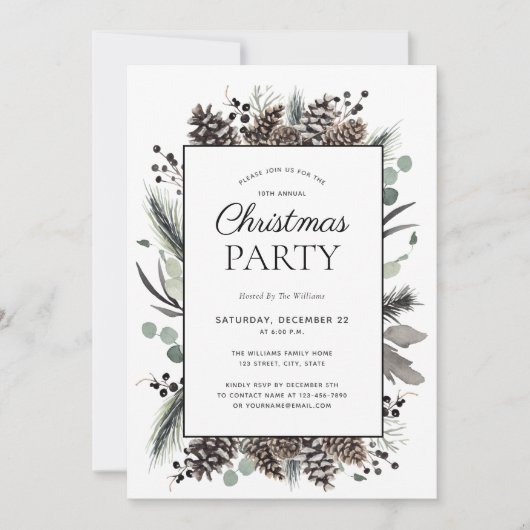 Rustige Black Winter Pinecone kerstfeest Kaart (Voorkant)