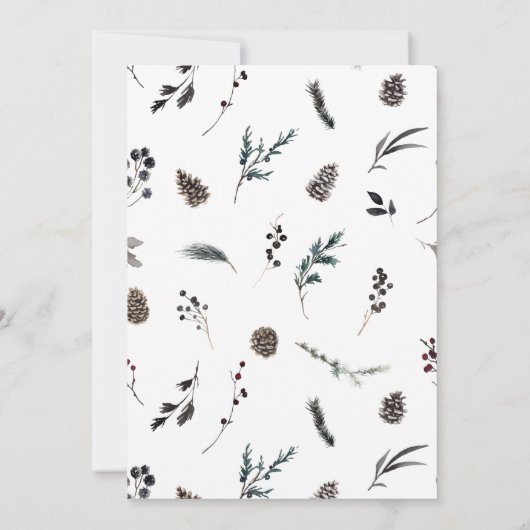 Rustige Black Winter Pinecone kerstfeest Kaart (Achterkant)