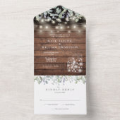 Rustige Blad Mason Jars Lichten Monogram Bruiloft All In One Uitnodiging (Binnen)