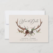 Rustige bladeren, florale en vlekbruiloft save the date (Voorkant)