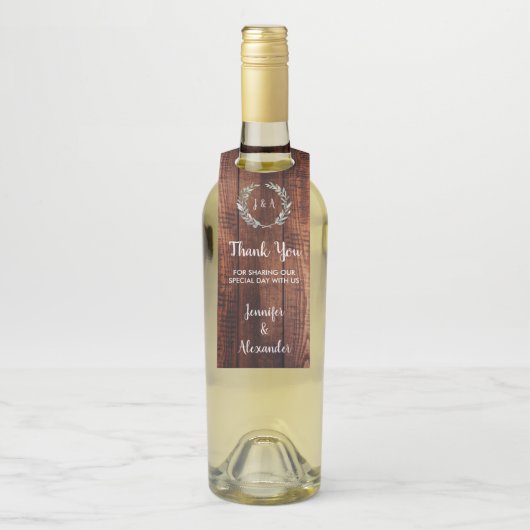 Rustige bladeren Hé bruiloft Flessenhanger (Op fles)