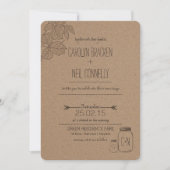 Rustige bladeren | Mason Jar|Heart Wedding Invitat Kaart (Voorkant)