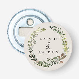 Rustige bladeren met herfst winterbruiloft button flesopener