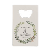 Rustige bladeren met herfst winterbruiloft creditkaart flessenopener (Voorkant)