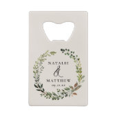 Rustige bladeren met herfst winterbruiloft creditkaart flessenopener (Achterkant)