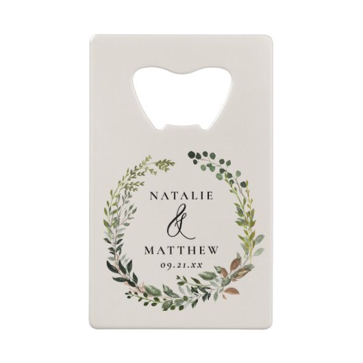 Rustige bladeren met herfst winterbruiloft creditkaart flessenopener (Achterkant)