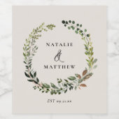 Rustige bladeren met herfst winterbruiloft wijn etiket (Enkel label)