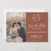 Rustige bladeren monogram foto Save the Date Kaart (Voorkant)