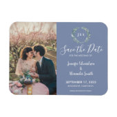Rustige bladeren monogram foto Save the Date Magne Magneet (Horizontaal)