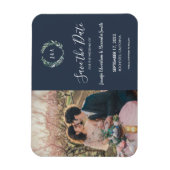 Rustige bladeren monogram foto Save the Date Magneet (Verticaal)