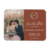 Rustige bladeren monogram foto Save the Date Magneet (Horizontaal)