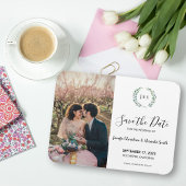 Rustige bladeren monogram foto Save the Date Magneet