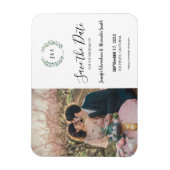 Rustige bladeren monogram foto Save the Date Magneet (Verticaal)