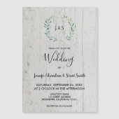 Rustige bladeren monogram magnetisch bruiloft (Voorkant)