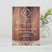 Rustige bladeren op een houtsfotobruiloft kaart (Staand voorkant)