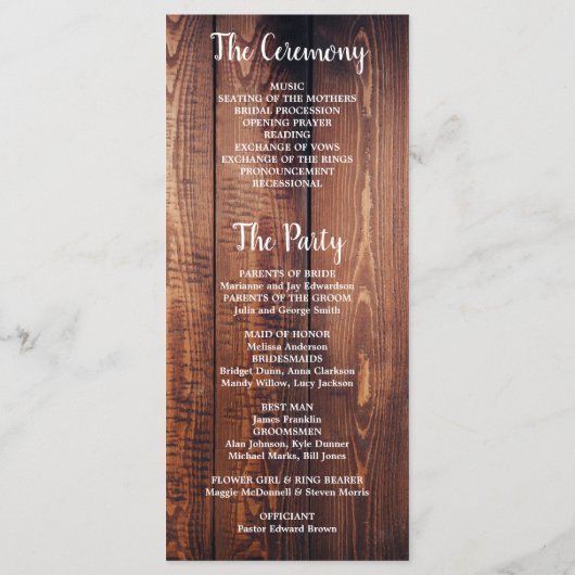 Rustige bladeren op het huwelijksprogramma voor sc programmakaart (Achterkant)