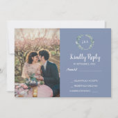 Rustige bladeren op monogram foto RSVP Wedding Kaart (Voorkant)