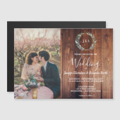 Rustige bladeren op monogram van schuur magnetische uitnodiging (Voorkant / Achterkant)