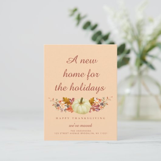 rustige bladeren Thanksgiving bewegende aankondigi Briefkaart (Staand voorkant)