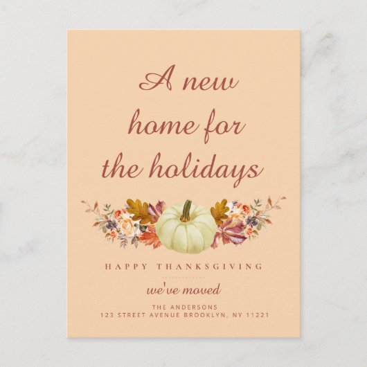 rustige bladeren Thanksgiving bewegende aankondigi Briefkaart (Voorkant)