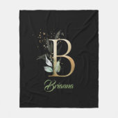 Rustige bladfolie B monogram groene eucalyptus Fleece Deken (Voorkant)
