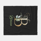 Rustige bladfolie B monogram groene eucalyptus Fleece Deken (Voorkant (Horizontaal))