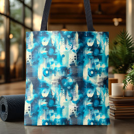 Rustige blauwe Abstracte gepersonaliseerde Canvas Tote Bag