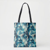 Rustige blauwe Abstracte gepersonaliseerde Canvas Tote Bag (Voorkant)