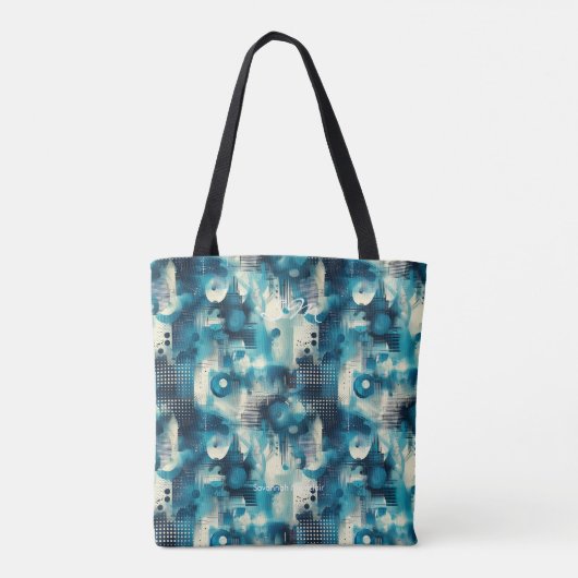 Rustige blauwe Abstracte gepersonaliseerde Canvas Tote Bag (Achterkant)