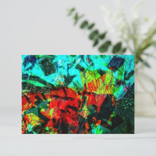 Rustige blauwe abstracte uitnodiging, Blauw sinaas Kaart (Staand voorkant)