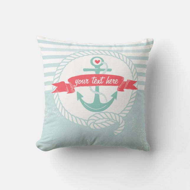 Rustige blauwe ankerband Aangepaste piloot Kussen (Voorkant)