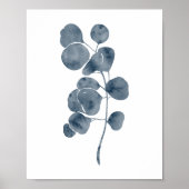 Rustige blauwe aquarel eucalyptus tak kunst poster (Voorkant)