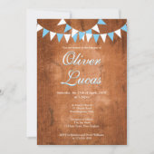 Rustige blauwe bunting doopfeest uitnodiging voor  (Voorkant)