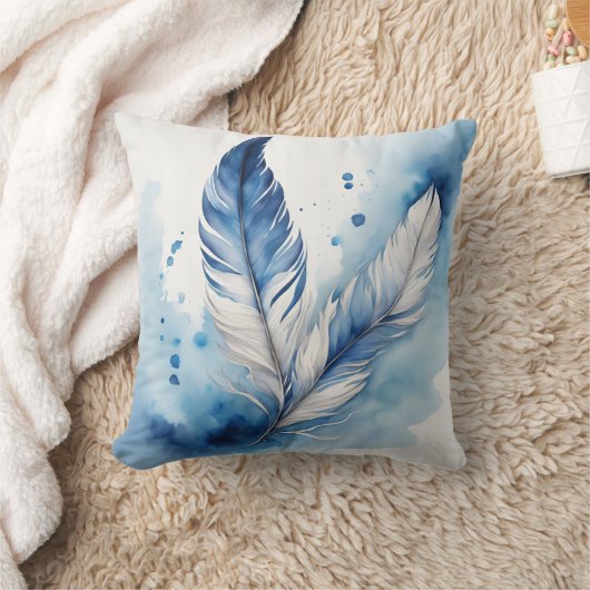 Rustige blauwe en witte veren kussen (Deken)