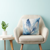 Rustige blauwe en witte veren kussen (Stoel)