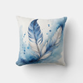 Rustige blauwe en witte veren kussen (Voorkant)