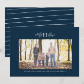 Rustige blauwe fotokaart voor marinescheepvaart op feestdagenkaart (Voorkant / Achterkant)