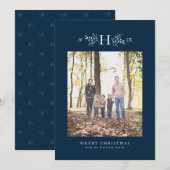 Rustige blauwe fotokaart voor marinescheepvaart op feestdagenkaart (Voorkant / Achterkant)