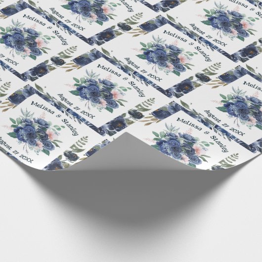 Rustige blauwe groene Eucalyptus Waterverf bruilof Cadeaupapier (Hoek)