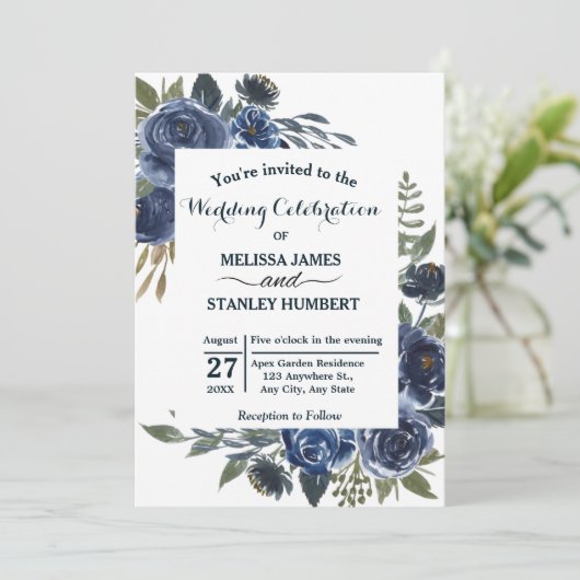 Rustige blauwe groene Eucalyptus Waterverf bruilof Kaart (Staand voorkant)